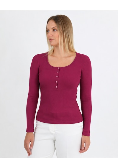 Hdm Kadın Bordo Uzun Kollu Fitilli Patlı Çıtçıtlı Basic Örme Bluz - H6172