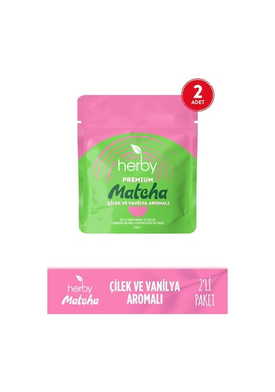 Herby Premium Matcha Çilek Ve Vanilya Aromalı 2'li