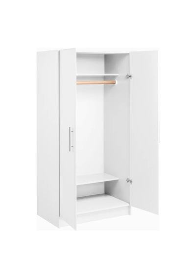 Mdf Leno Gardırop 2 Kapaklı Askılı Ve Raflı Beyaz Mdf Leno Gardırop 2 Kapaklı Askılı Ve Raflı Beyaz