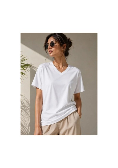 Butik İstanbul V Yaka Basic Tişört Kısa Kol Yazlık Regular Fit T-shirt - Beyaz Butik İstanbul V Yaka Basic Tişört Kısa Kol Yazlık Regular Fit T-shirt - Beyaz