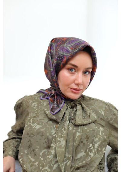 Silk Home Sura İpek Eşarp 11455-s21 Tarçın, Yeşil, Gül Kurusu, Mor, Kahverengi
