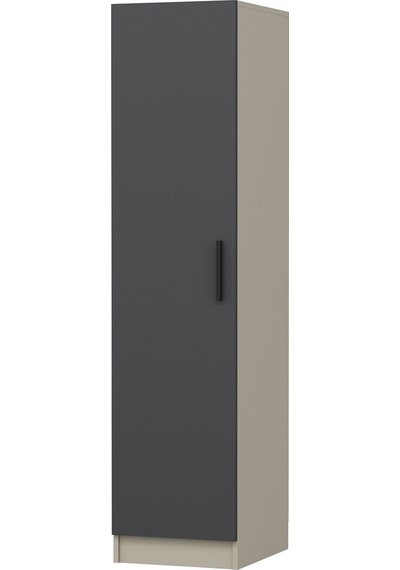 Minar Kale 1 Kapaklı Dolap 210cm - Kumtaşı/antrasit - Raflı Çok Renkli
