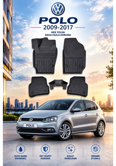Volkswagen Polo 2009-2017 Aracınıza Özel Üretim Havuzlu Paspas Takımı A+ -mod-