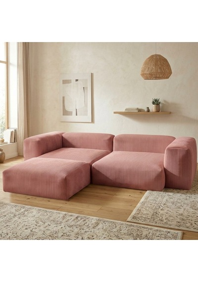 Relax Köşe Koltuk Takımı Sünger Koltuk Kanepe Divan Gül Kurusu