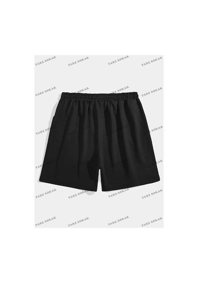 Tarzsokak Y2k Unisex Yaz Şort Bermuda Harajuka Anime Retro Kod-11417 Siyah