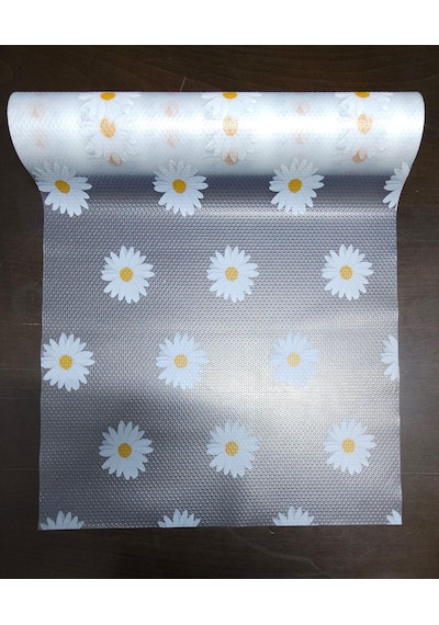 Papatya Tasarımlı Kaymaz Raf Astarı Rulosu -mutfak, Buzdolabı & Dolaplar Için Çekmece Matı, 45 X 10 Şeffaf