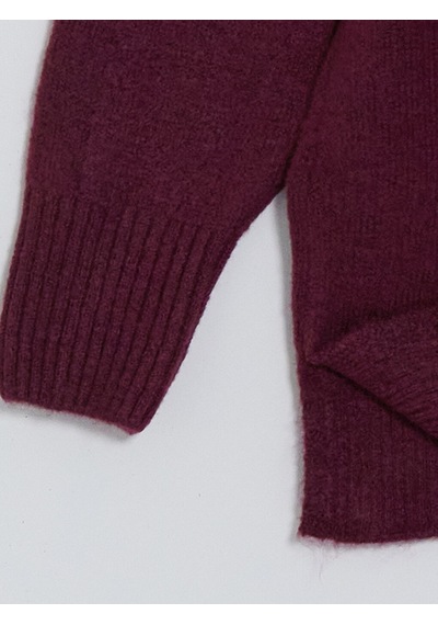 Lcw Modest Bordo Bisiklet Yaka Oversize Kadın Triko Tunik
