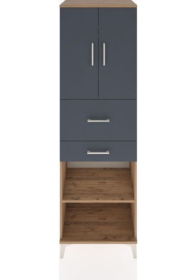Hyperion Dolap 4 Raflı 2 Çekmeceli 2 Kapaklı 60x44x195 Çam-antrasit Atlas Çam