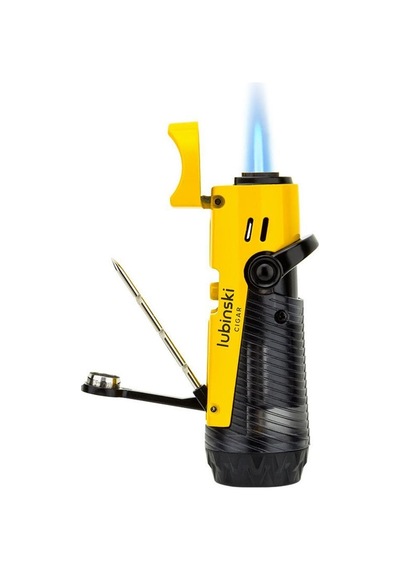 Lubinski Lion İğneli + Delicili Tek Torch Puro Çakmağı Sarı