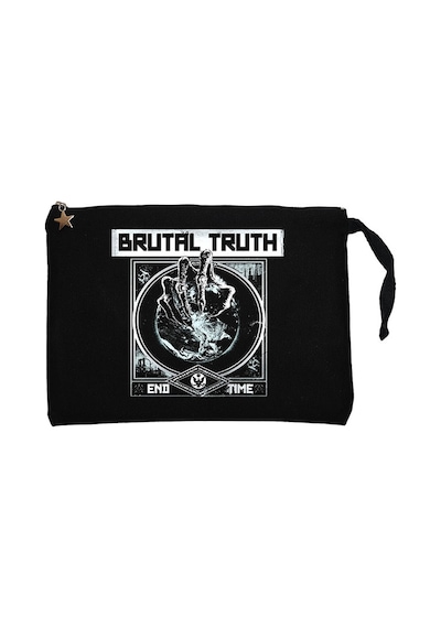 Brutal Truth end Time Siyah Clutch Astarlı Cüzdan / El Çantası Siyah