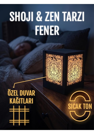 Serie Lumina Shoji Masa Ve Gece Lambası - Full Çiçekli Kamon Duvar 4 Duvar Japon Feneri Sıcak Led Ambiyans Iş Diğer
