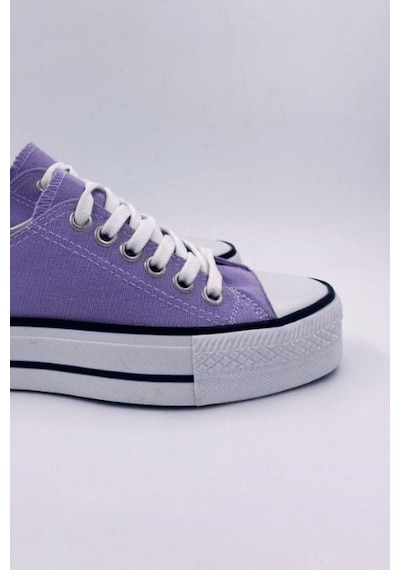 Skywalk Keten Lila Yüksek Taban Sneaker Spor Ayakkabı Lila