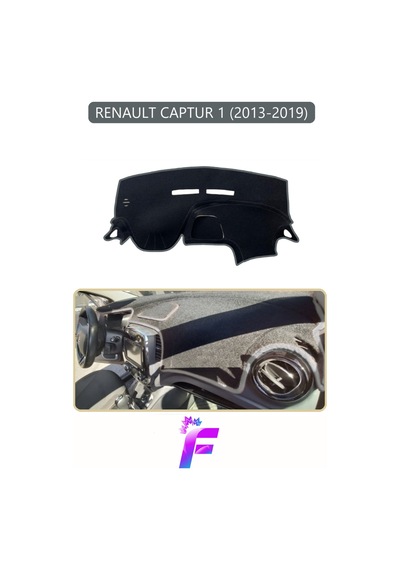 Renault Captur 1 2013-2019 Uyumlu Torpido Örtüsü Yansıma Önleyici Koruma Hızlı Montaj J44 Gri