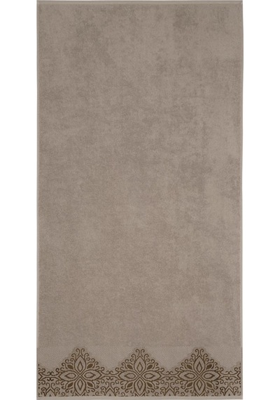 Pamuk Tekli Havlu Jakarlı Karna Home Klover - 70 X 140 Sütlü Kahverengi