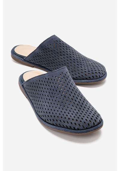 Luvishoes Melara Kot Mavi Süet Hakiki Deri Delikli Önü Kapalı Kadın Terlik