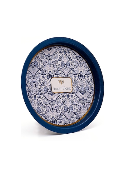 Azulejos Sweet Home Desenli Yuvarlak Metal Tepsi 31.5 CM