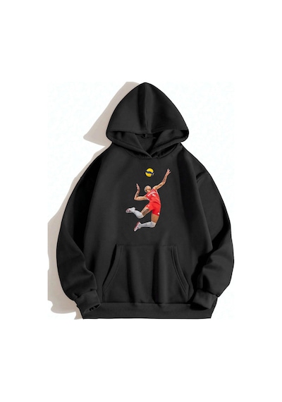 Tarzsokak Unisex Filenin Sultanları Voleybol Vargas Baskılı Oversize Sweatshirt Siyah