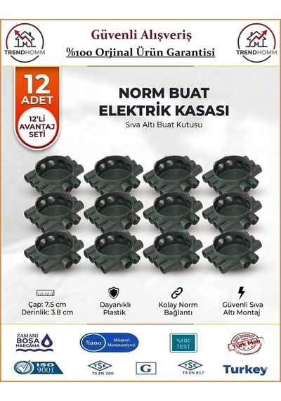 Trendhomm Sıva Altı Norm Buat Kasası - Kapaksız - 12 Adet