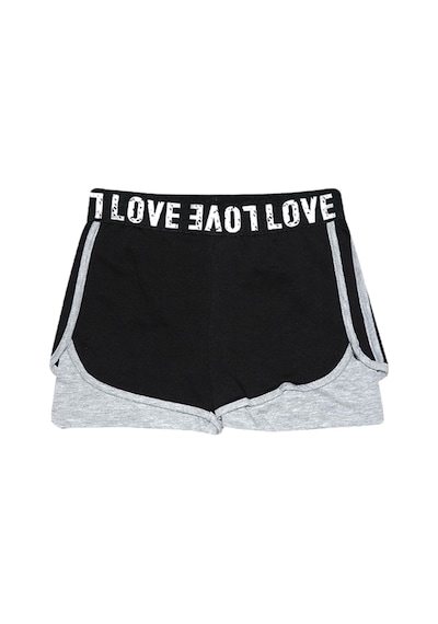 Lovetti Siyah-Gri Kız Çocuk Love Yazılı Lastikli Ikili Şort 7833W081 Siyah - Gri