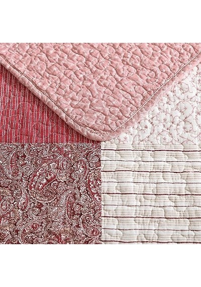 Kraliçe Yorgan Seti Ters Çevrilebilir Pamuklu Yatak Örtüleri Kırk Yama Işi Esinlenen Ev Dekoru Celina Patchwork K Genel