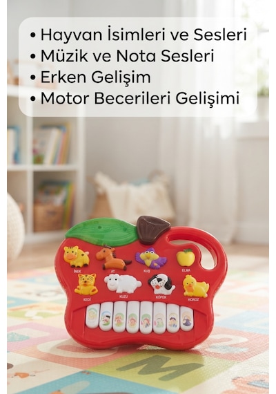 Neşeli Çiftlik Piyanom: Eğitici Ses Ve Müzikli Hayvanları Tanıyalım Ve Müzik Yapalım Kırmızı