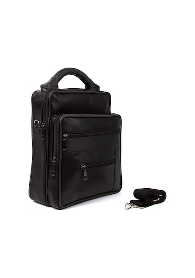 Newish Polo Erkek Hakiki Deri Günlük Omuz Ve El Çantası 22x27 Cm - New099 - Siyah
