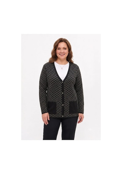 Onno Style Women Klasik Triko Düğmeli Ceket Siyah
