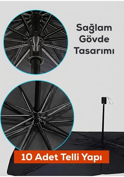 Araç Ön Cam Güneşliği Şemsiye Tipi 140x80 Cm Katlanabilir Koruyucu