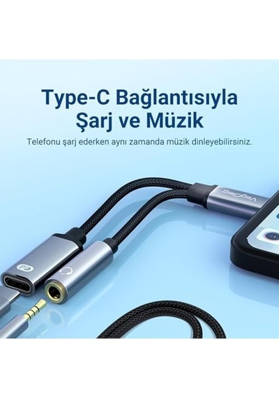 Type-c To 3.5mm Kulaklık Ve Type-c Şarj Dönüştürücü Adaptör