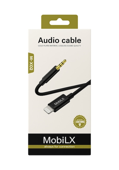 Mobilx M-x02 Lightning To 3.5mm Aux Ses Kablosu Apple Uyumlu iPhone , Stereo Ses Destekli, Altın Uçlu