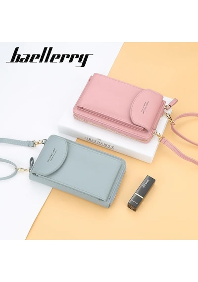 Baellerry Kadın Cüzdan & Telefon Bölmeli Çanta Büyük Kapasiteli Kartlık, Omuz Askılı El Çantası & Cüzdan Pembe