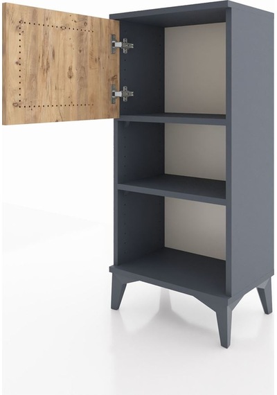 Arges Komodin 2 Raflı Tek Kapaklı 44x30x96 Antrasit-çam Antrasit