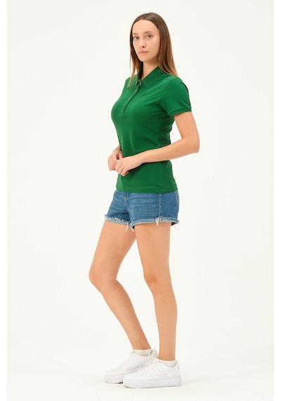 Msw Kadın Kısa Kollu Regular Fit Polo Yaka T-shirt Btg Yeşil
