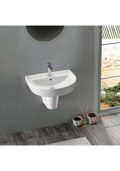 Turkuaz Seramik Bella Banyo Lavabo 35 x 45 CM (Bella Yarım Ayaklı)