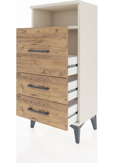 Arges Komodin Tek Raflı 3 Çekmeceli 44x30x96 Aytaşı-çam Aytaşı