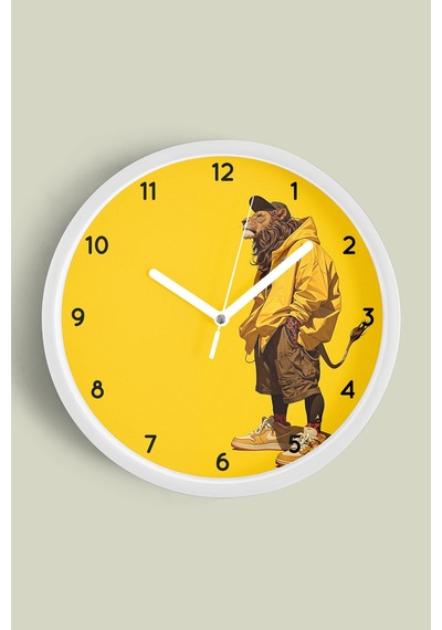 Cool Aslan Tasarım Modern Duvar Saati - 25cm - Önü Camlı Beyaz Kasa - Sessiz Mekanizma-jh0523 Beyaz