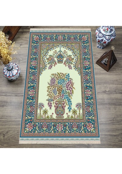 Dijital Baskılı, Yıkanabilir, Yumuşak Dokulu Çocuk Ve Yetişkin Seccade S-dot-n114-1 Yeşil
