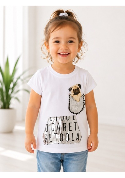 Stsahra Kız Çocuk Beyaz T-shirt