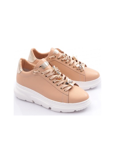 Dgn Es852 Kadın Kalın Taban Ari Tokali Sneakers Ayakkabi Nude
