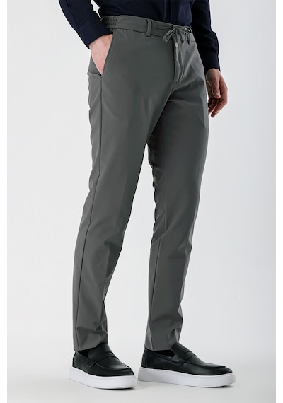 Yazı Slim Fit Likralı Erkek Jogger Pantolon-7329 Antrasit