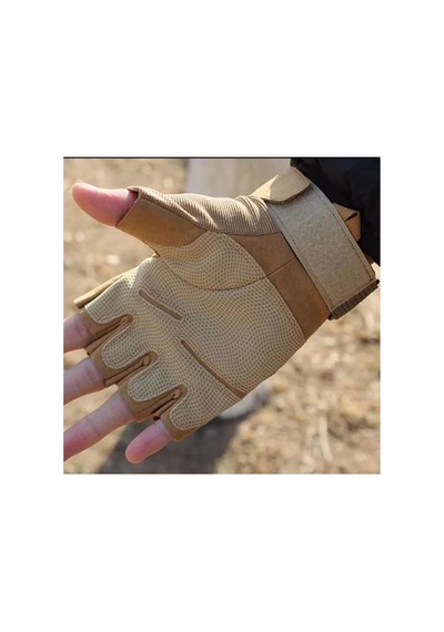 Eser Askeri Malzeme Yarım Taktik Eldiven Spor Askeri Erkek Kadın Avcılık Doğa Sporu Parmaksız Eldiven Bej - 599643974 Bej