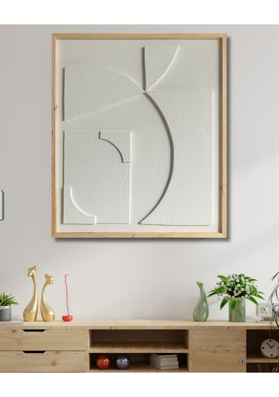 Dekoratif Minimal, 3d Kum Dokulu El Yapımı Soyut Tablo, Evinize Derinlik Katın-57501