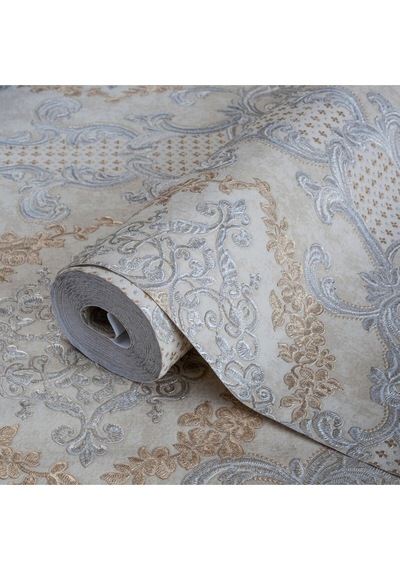 Damask Pattern Wallpaper - Duvar Kağıdı, Krem - Ephes 6802-1, 10,60 M²