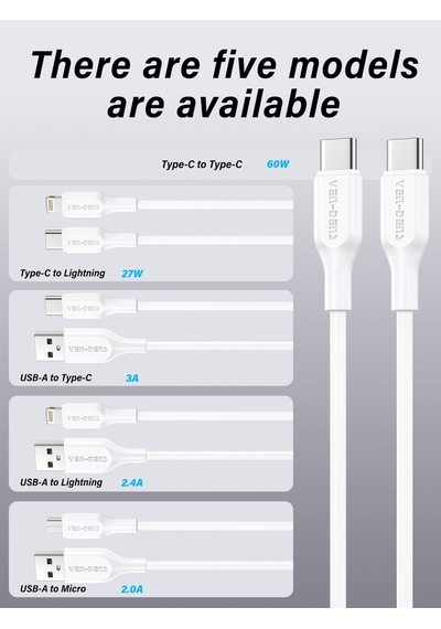 Ven-dens Vd-dc21c-usb-a Premium Type-c Hızlı Şarj Ve Data Kablosu - Beyaz