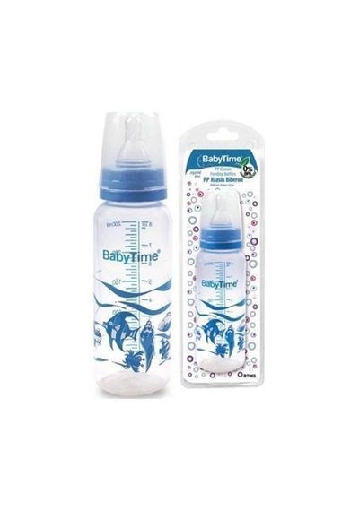 Babytime Bt 065 Klasik Silikon Kiraz Uçlu Pp Biberon 250 ML Mavi