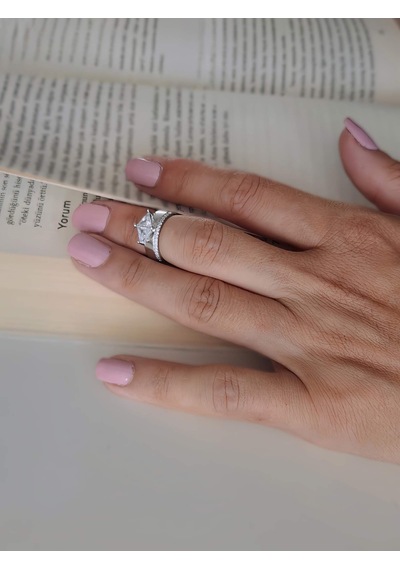 Baget Tektaş Model Eklem Kıkırdak Kemik Ayarlanabilir Gümüş Renkli Yüzük Silver