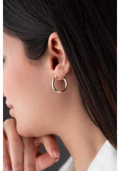 925 Ayar Gümüş 20 Mm Gold Kaplama Sade Halka Model Şarnel Küpe Gold