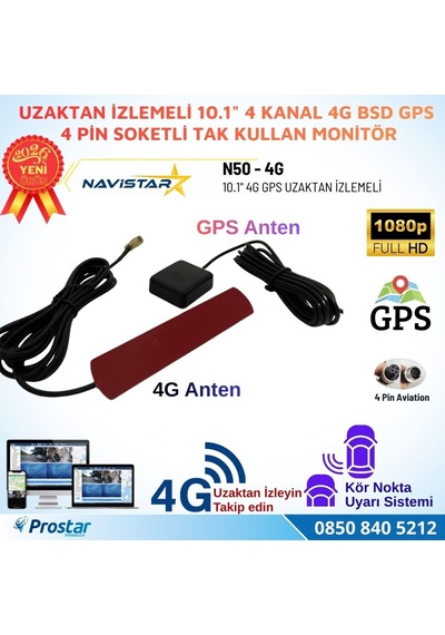 Uzaktan İzlemeli 10.1 İnç Dokunmatik 4 Kanal 4g Gps Bsd Kör Nokta Uyarı Sistemli Monitör