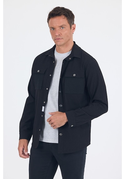 İmza Çizgili Desen Gofreli Ayaklı Gömlek Yaka Astarsız Esnek Comfort Fit Mont 1007250117 Siyah İmza Çizgili Desen Gofreli Ayaklı Gömlek Yaka Astarsız Esnek Comfort Fit Mont 1007250117 Siyah