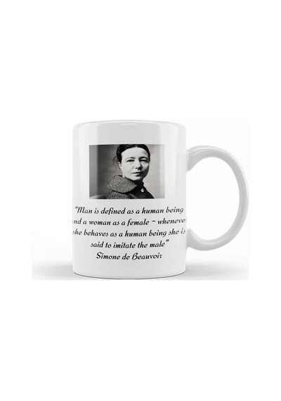 Simone De Beauvoir Quote Ladies' Short Sleeve Kupa Bardak Porselen Karışık